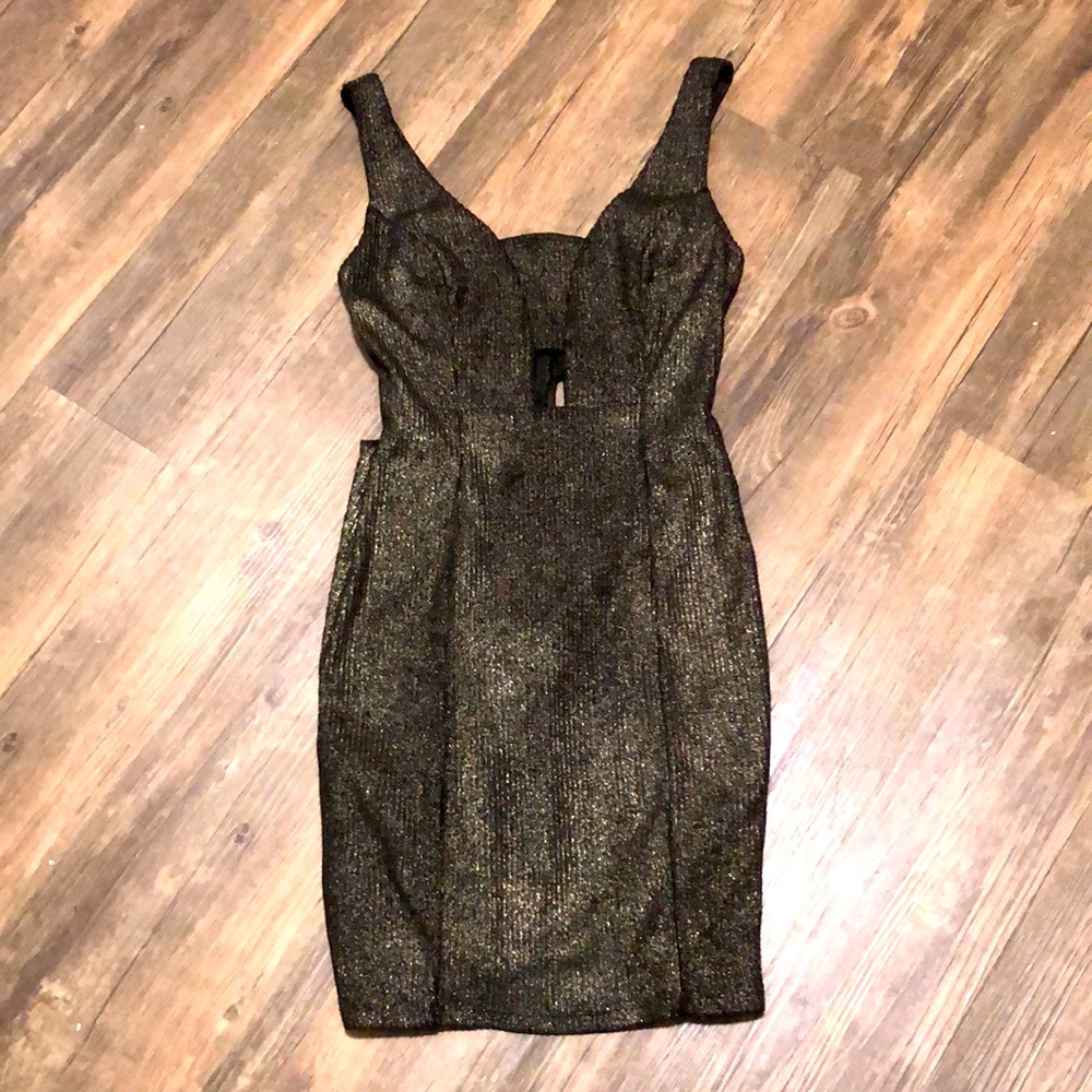 Soprano Dress Bodycon Metallic Black SZ XS